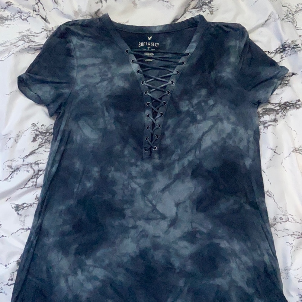 Soft & Sexy Tye Dye Lace Up Tee